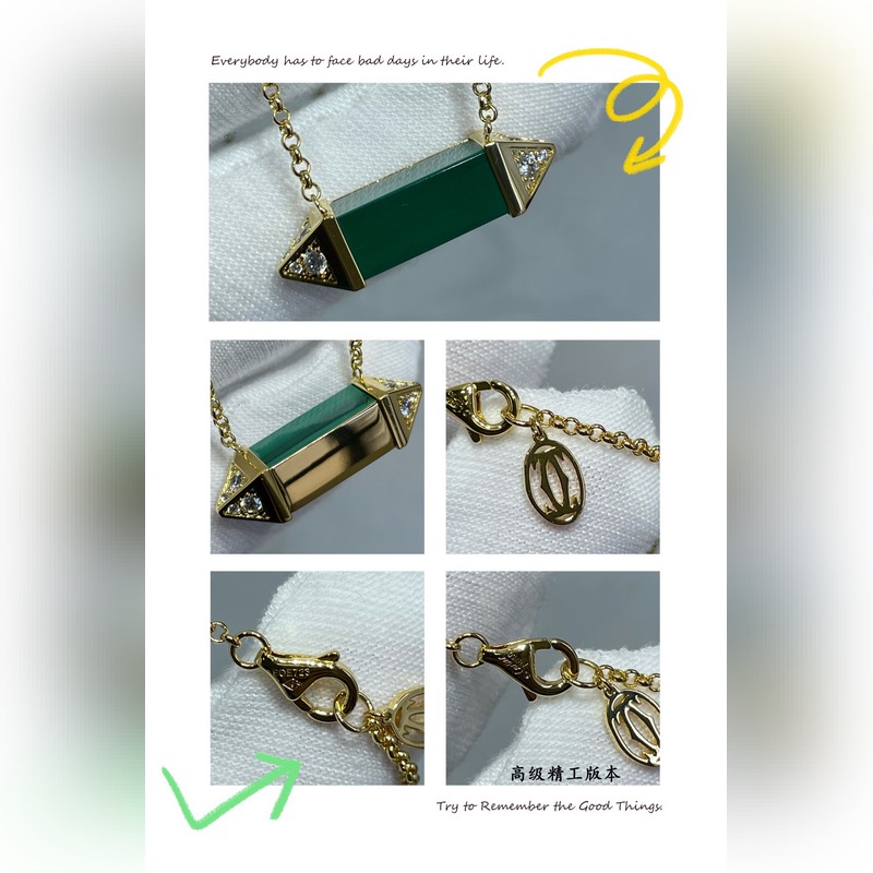 V金鍍1.0咪金  卡地亞酷颯風十足的鉚釘項鍊，天然孔雀石 鍊長40+5CM，墜