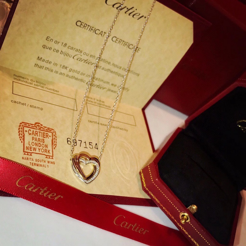 精選 卡地亞愛心 三金 三環(huán) 項鍊 高端925純銀 微鑲工藝 優(yōu)質(zhì)材質(zhì) 防過敏處
