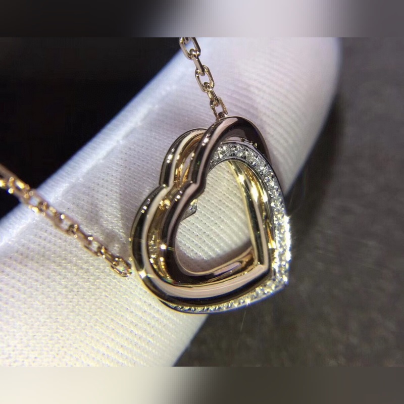 精選 卡地亞愛心 三金 三環(huán) 項鍊 高端925純銀 微鑲工藝 優(yōu)質(zhì)材質(zhì) 防過敏處