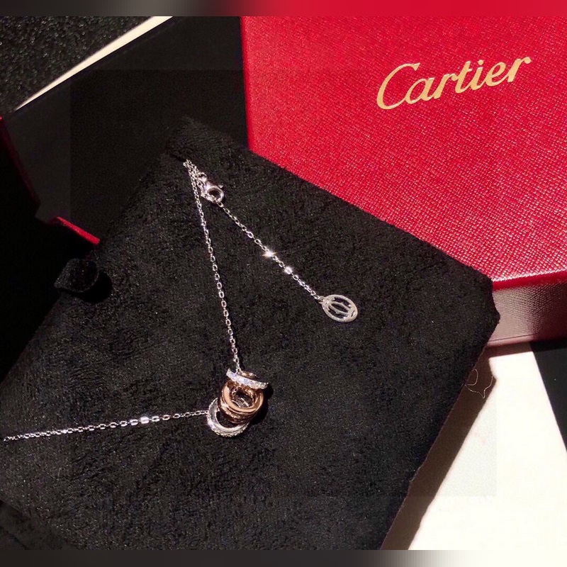 卡地亞Cartier大牌 經典 三環 路 路通 項鍊材質電鍍18k真金 鑲嵌進口