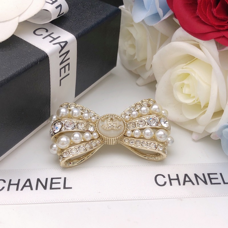 香奈兒 珍珠鑲鑽 雙C胸針 原版複刻 專櫃一比一黃銅材質金屬 水晶 蝴蝶結