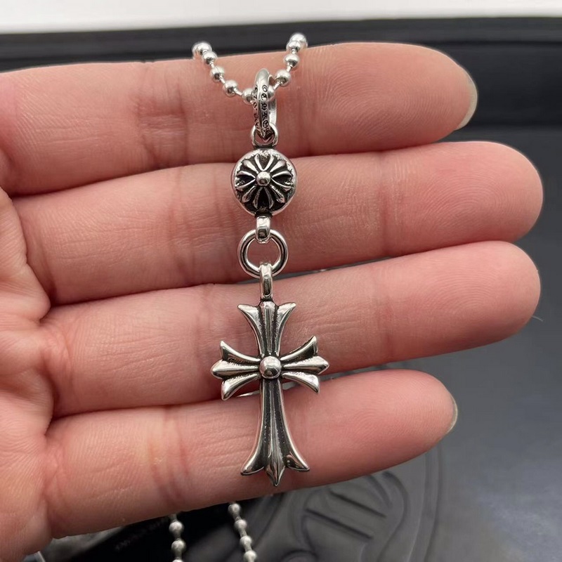 高版本克羅心經典款項鍊，單球十字架吊墜配圓珠鍊
