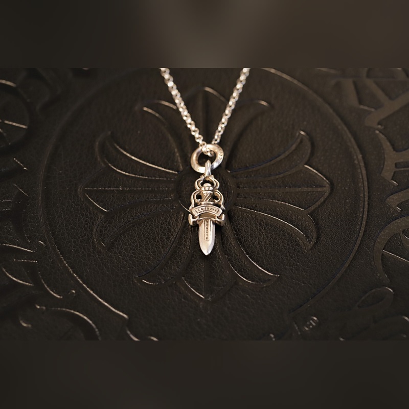 正品開版 Chrome Hearts克羅心項鍊，經(jīng)典小號圓環(huán)寶劍吊墜