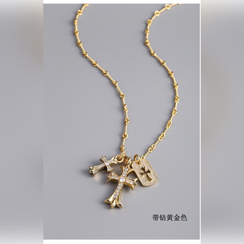 克羅心，精工版本 細節一緻zp雙十字架項鍊 吊牌