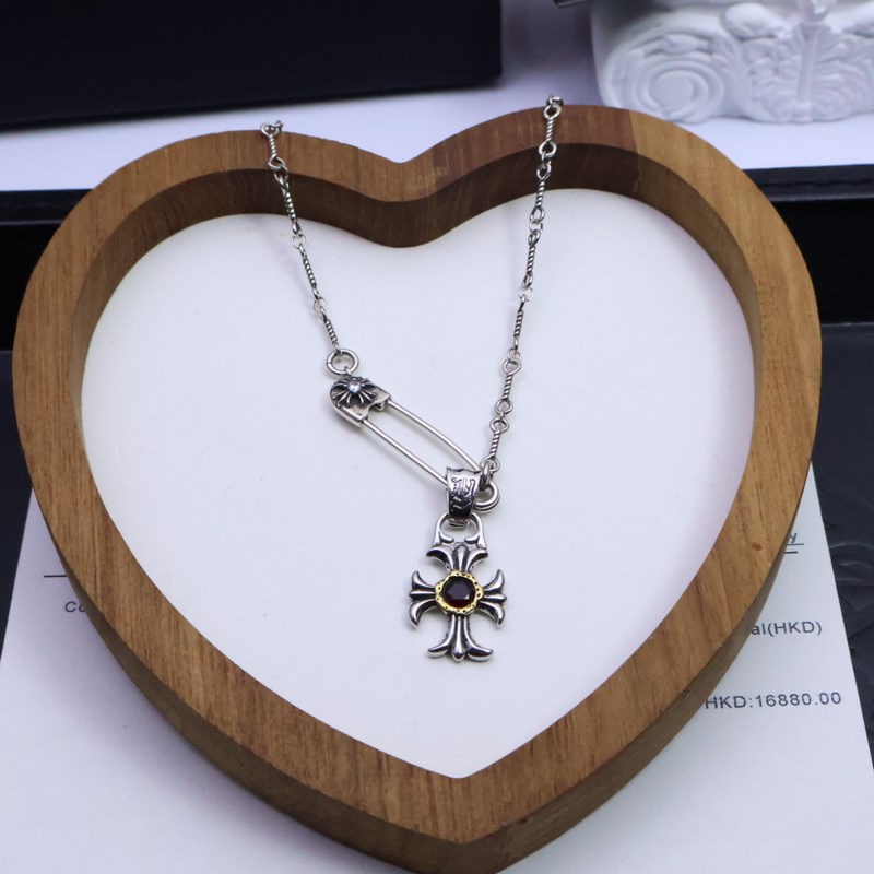 ［新品上架］    克羅心十字架胸針鍊｜純手工鑿刻末日聖痕  十字架纏繞荊棘圖