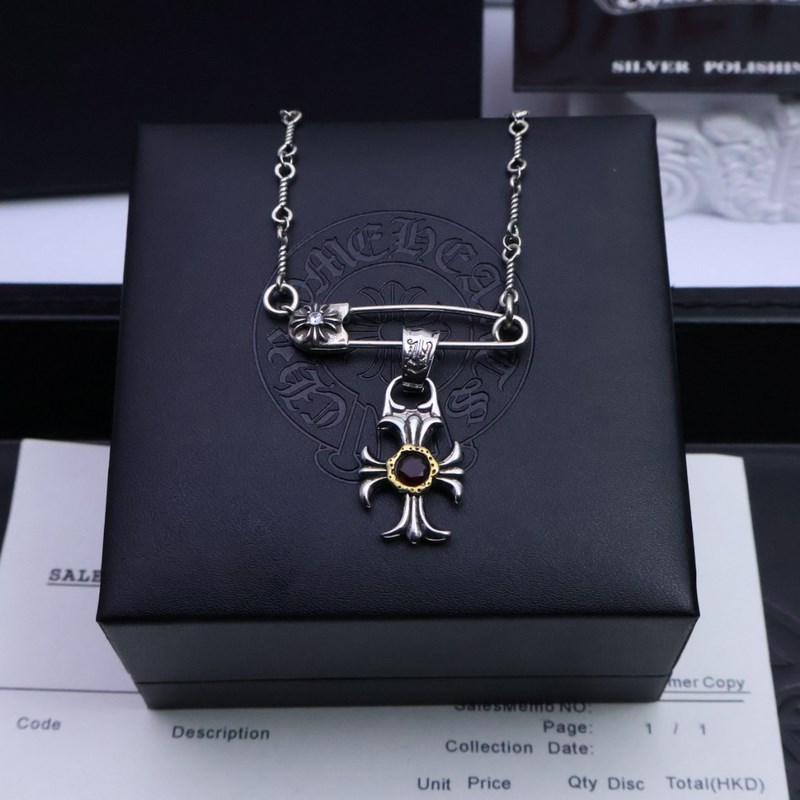 ［新品上架］    克羅心十字架胸針鍊｜純手工鑿刻末日聖痕  十字架纏繞荊棘圖