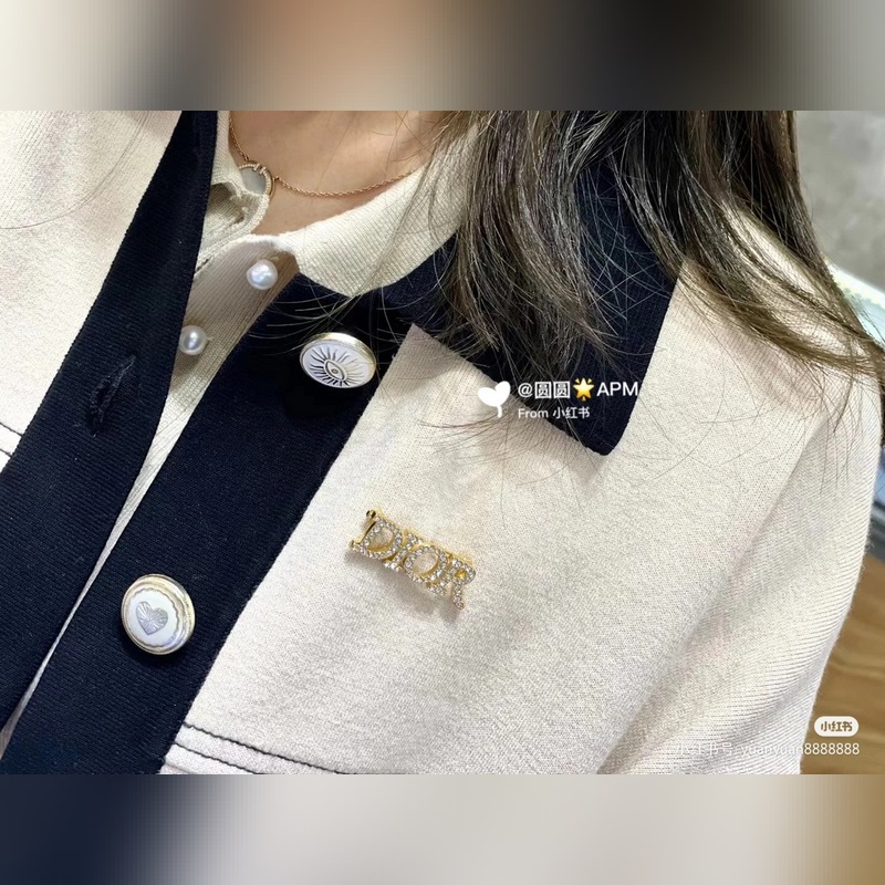 迪奧字母胸針很適合日常搭配， 穿個(gè)小毛衣.衛(wèi)衣.襯衫搭配超好看