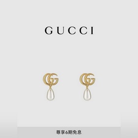GUCCI古馳GG Marmont系列仿珍珠吊墜耳釘