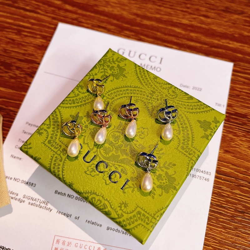 GUCCI古馳GG Marmont系列仿珍珠吊墜耳釘
