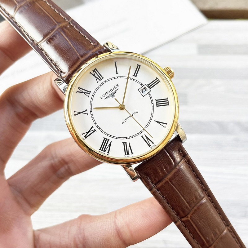 【最新】：浪琴 三針設計【類型】：精品男士腕錶【錶帶】：真牛皮錶帶///31