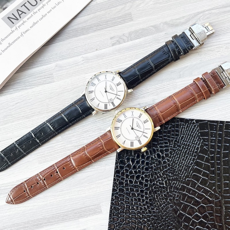 【最新】：浪琴 三針設計【類型】：精品男士腕錶【錶帶】：真牛皮錶帶///31