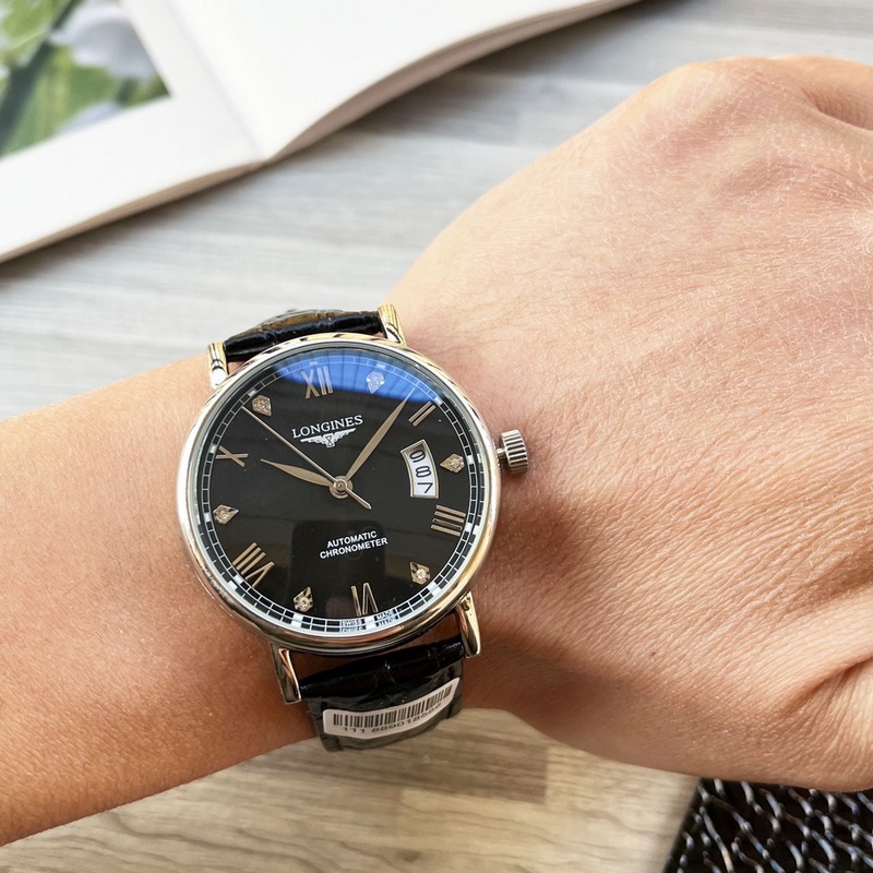 品牌：浪琴(三針新品，商務休閑）奢華大氣類型：精緻男士腕錶（新品）錶帶：真牛皮錶