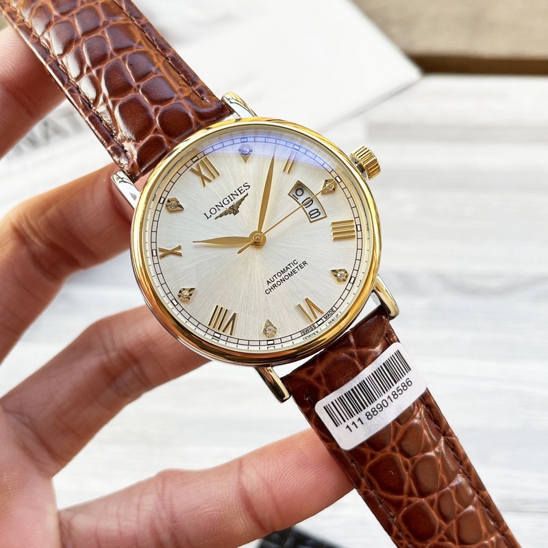 品牌：浪琴(三針新品，商務休閑）奢華大氣類型：精緻男士腕錶（新品）錶帶：真牛皮錶