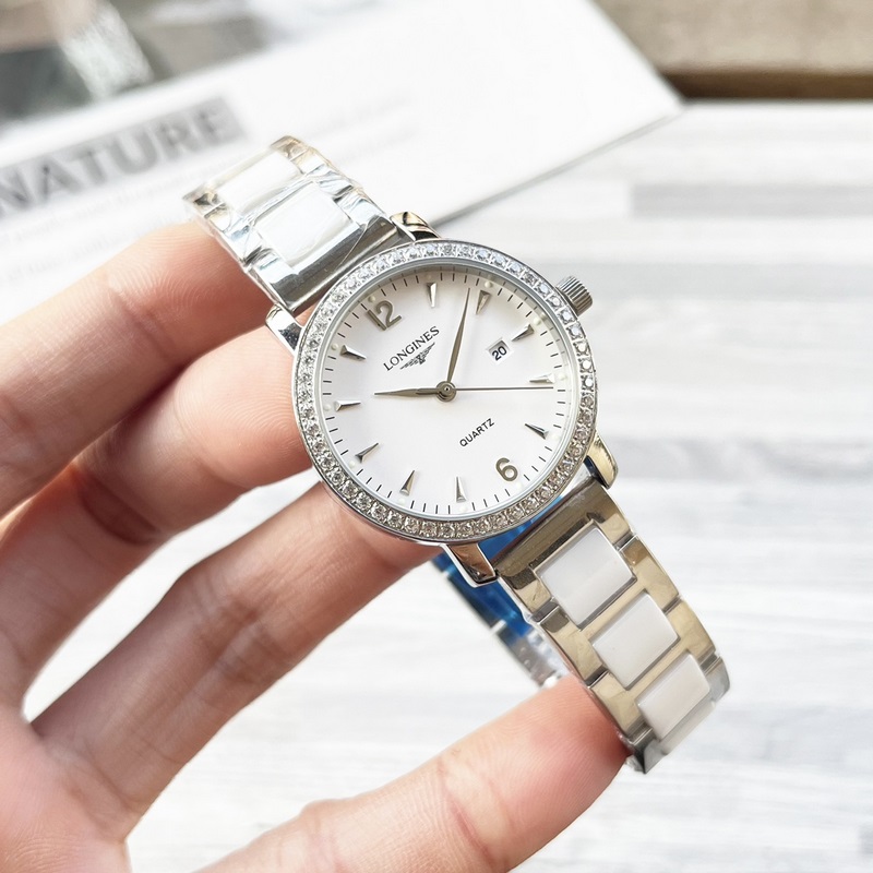 女款_浪琴 情侶腕錶 原裝進(jìn)口石英機(jī)芯 礦物質(zhì)玻璃鏡面 316L精鋼錶殼 女30mm