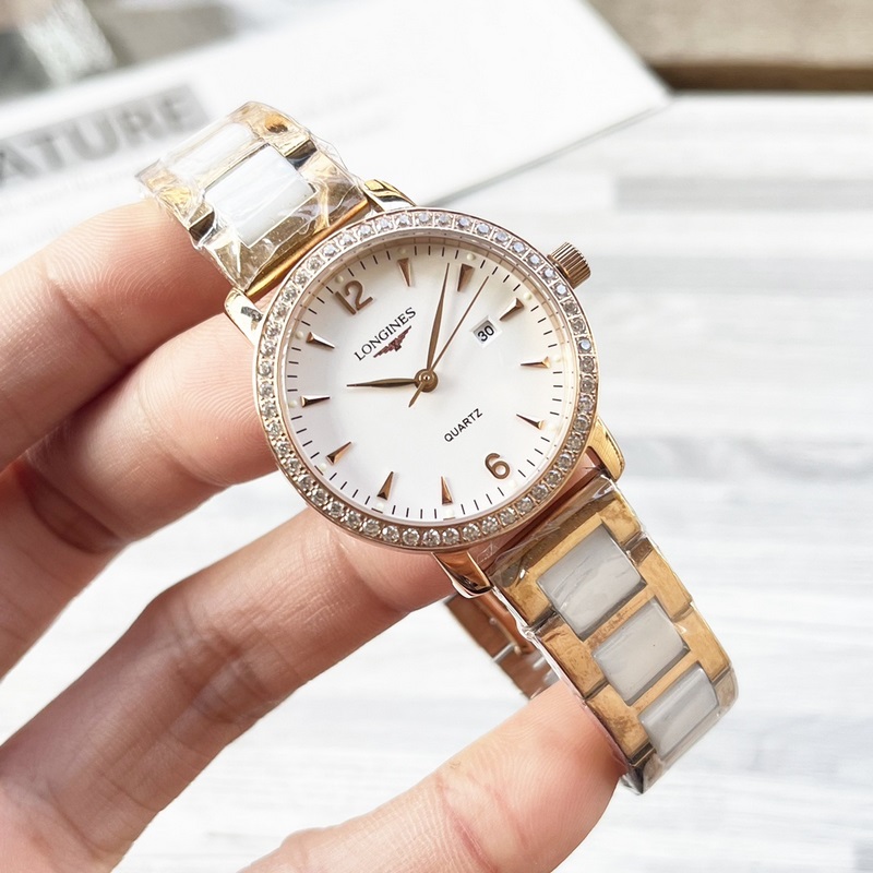 女款_浪琴 情侶腕錶 原裝進(jìn)口石英機(jī)芯 礦物質(zhì)玻璃鏡面 316L精鋼錶殼 女30mm