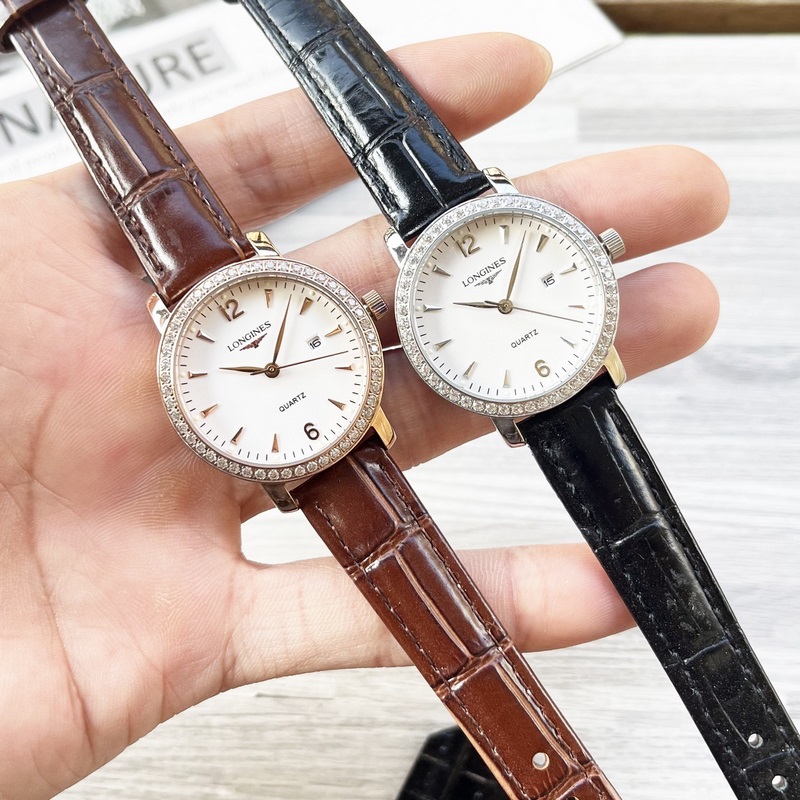 女款_浪琴 情侶腕錶 原裝進(jìn)口石英機(jī)芯 礦物質(zhì)玻璃鏡面 316L精鋼錶殼 女30mm