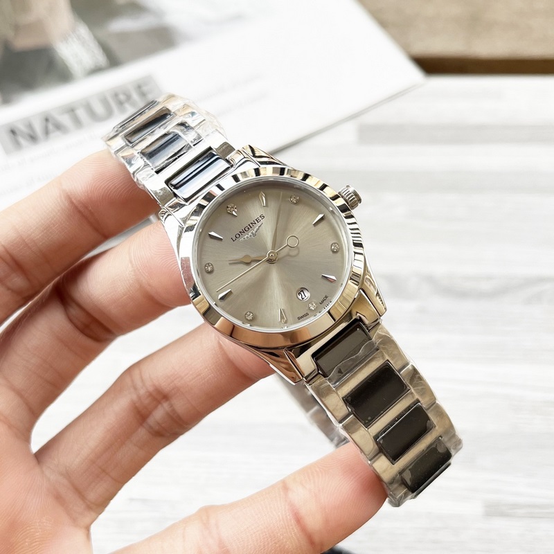 女款_浪琴 女士腕錶 原裝進(jìn)口石英機(jī)芯 礦物質(zhì)玻璃鏡面 316L精鋼錶殼 女30mm