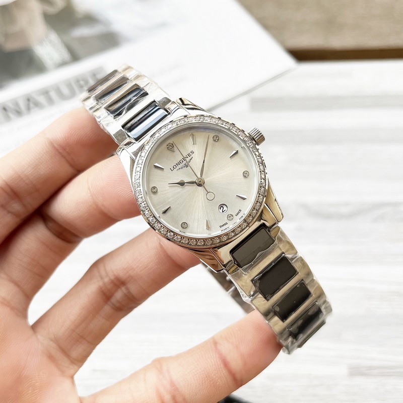 女款_浪琴 女士腕錶 原裝進(jìn)口石英機(jī)芯 礦物質(zhì)玻璃鏡面 316L精鋼錶殼 女30mm