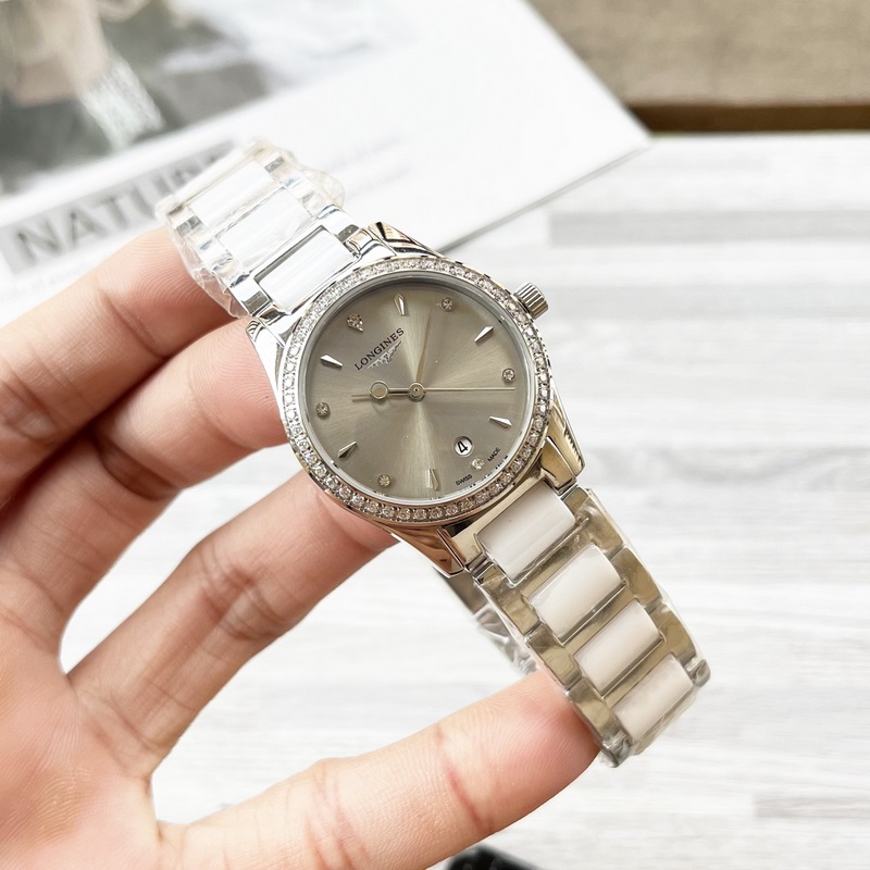 女款_浪琴 女士腕錶 原裝進(jìn)口石英機(jī)芯 礦物質(zhì)玻璃鏡面 316L精鋼錶殼 女30mm