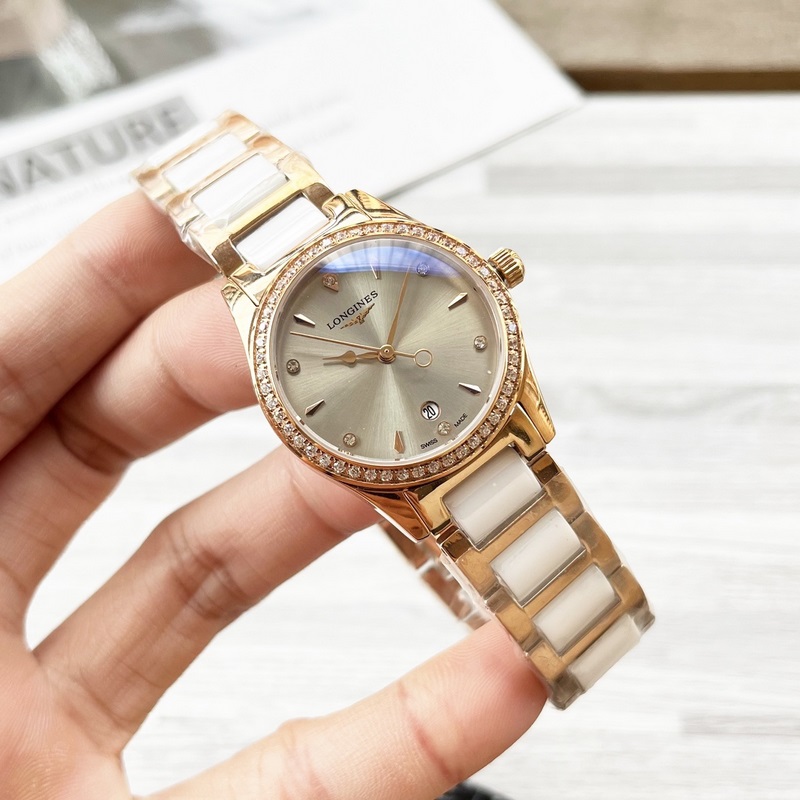 女款_浪琴 女士腕錶 原裝進(jìn)口石英機(jī)芯 礦物質(zhì)玻璃鏡面 316L精鋼錶殼 女30mm