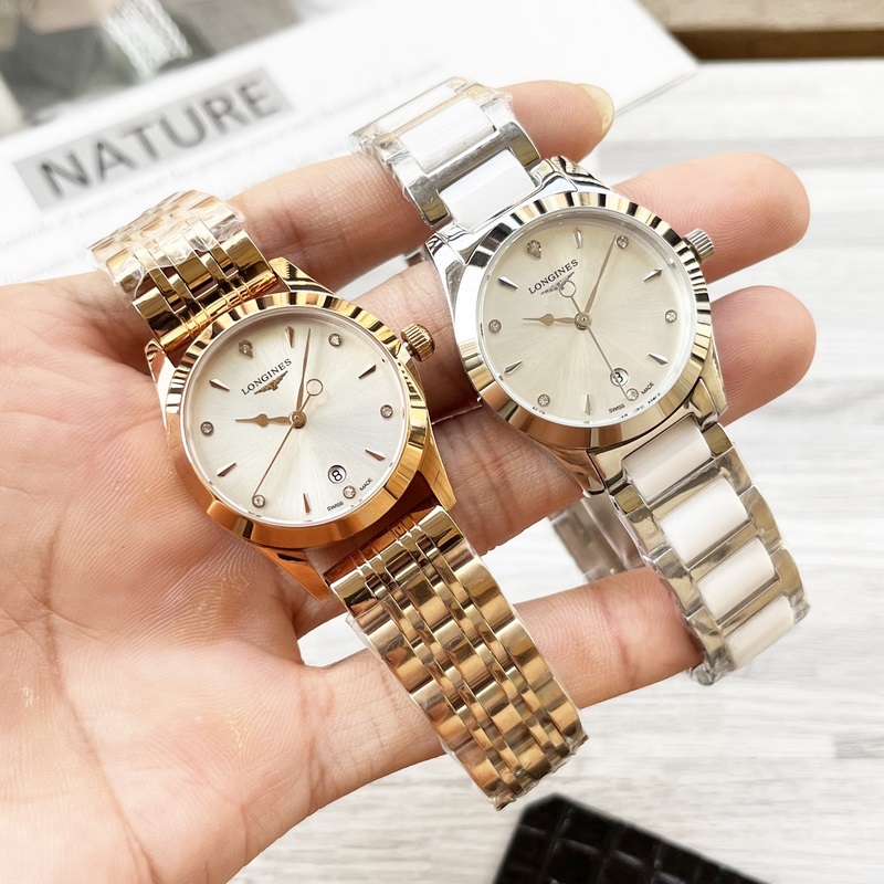 女款_浪琴 女士腕錶 原裝進(jìn)口石英機(jī)芯 礦物質(zhì)玻璃鏡面 316L精鋼錶殼 女30mm