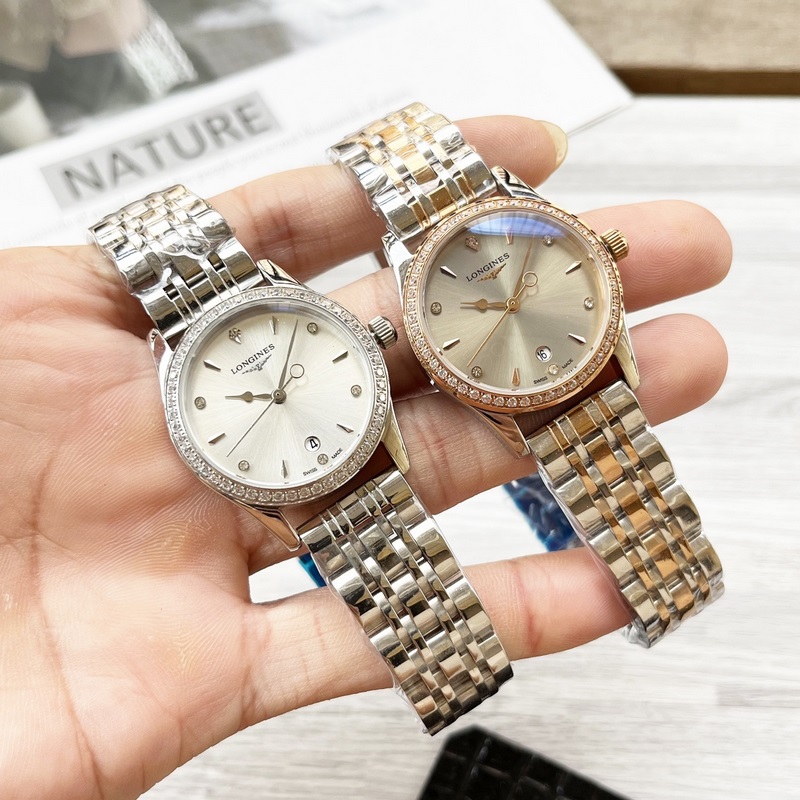 女款_浪琴 女士腕錶 原裝進口石英機芯 礦物質玻璃鏡面 316L精鋼錶殼 女30mm