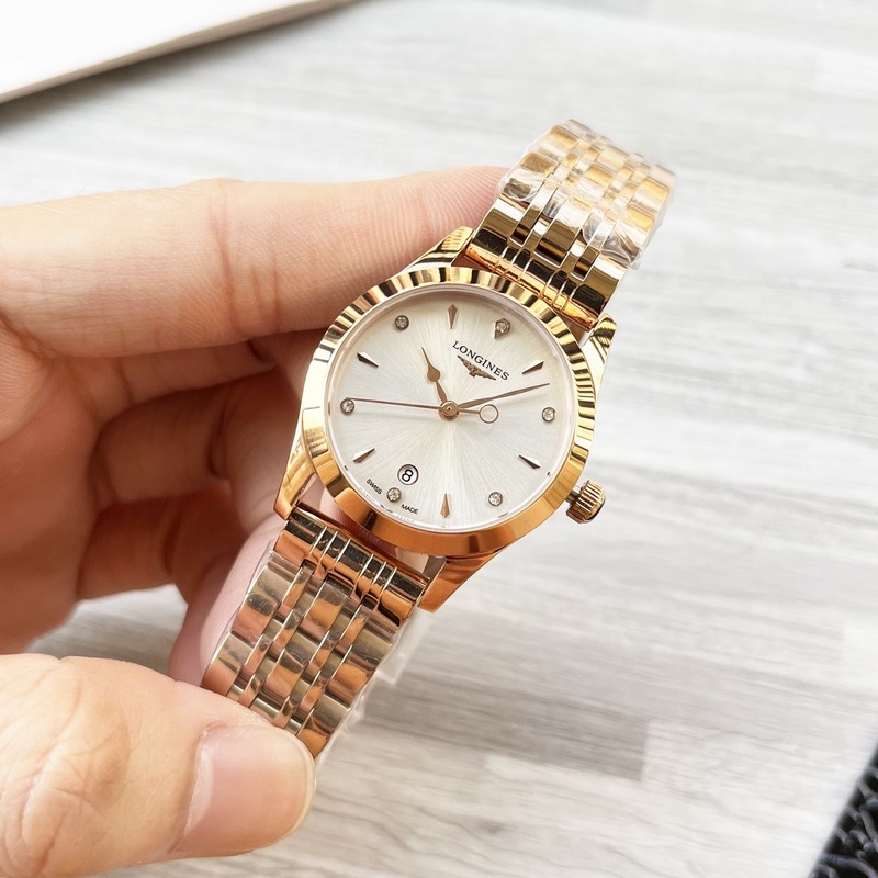 女款_浪琴 女士腕錶 原裝進口石英機芯 礦物質玻璃鏡面 316L精鋼錶殼 女30mm