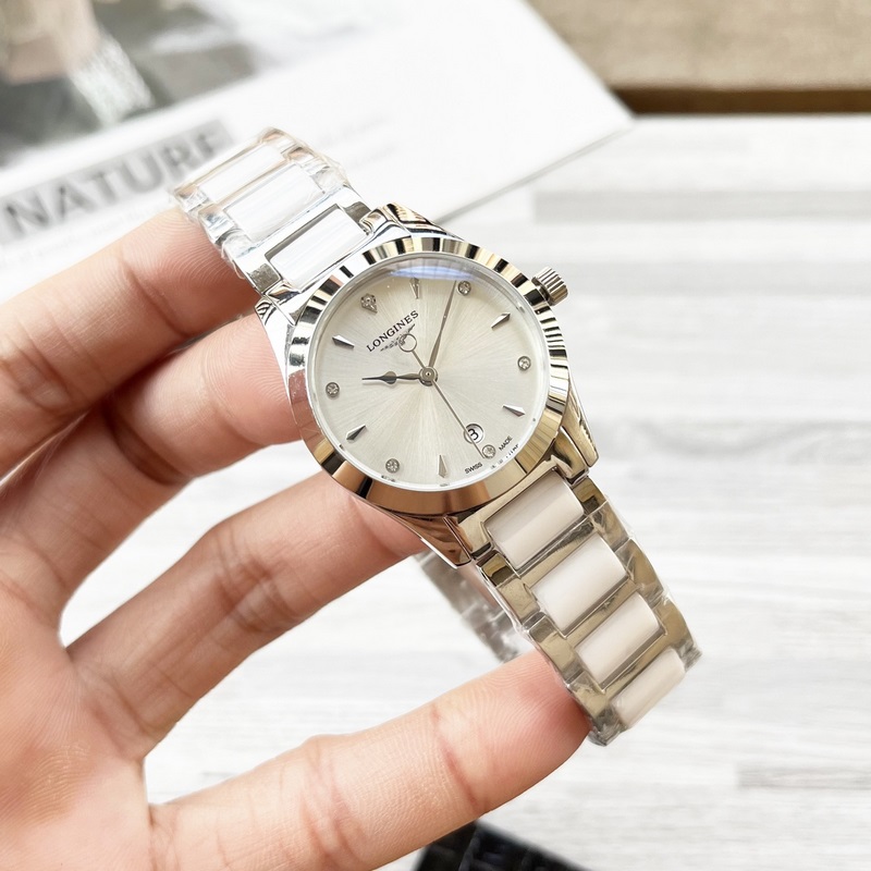 女款_浪琴 女士腕錶 原裝進口石英機芯 礦物質玻璃鏡面 316L精鋼錶殼 女30mm