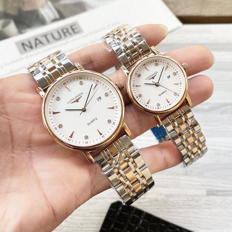 女款_浪琴 情侶腕錶 原裝進口石英機芯 礦物質玻璃鏡面 316L精鋼錶殼 直徑男40m