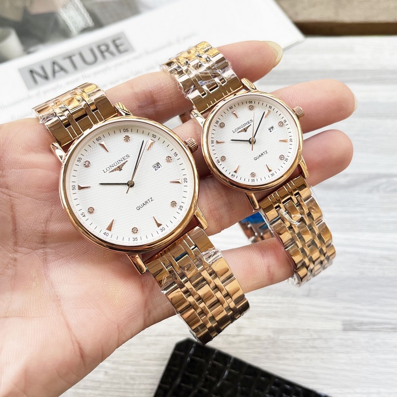 女款_浪琴 情侶腕錶 原裝進口石英機芯 礦物質玻璃鏡面 316L精鋼錶殼 直徑男40m