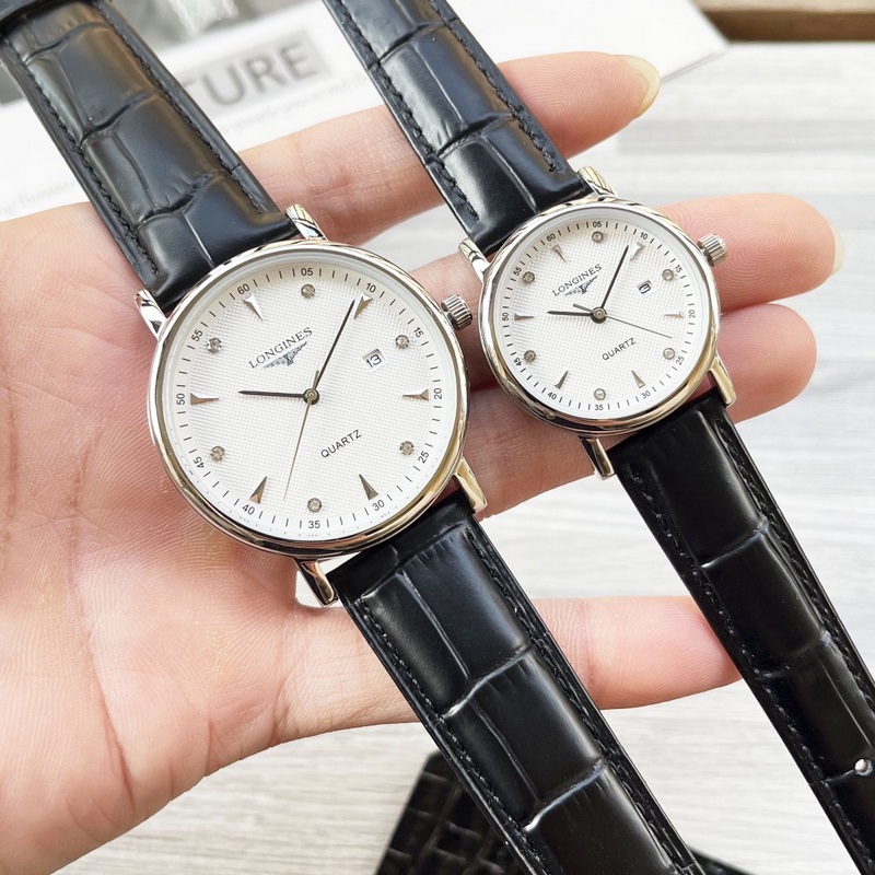 女款_浪琴 情侶腕錶 原裝進口石英機芯 礦物質玻璃鏡面 316L精鋼錶殼 直徑男40m