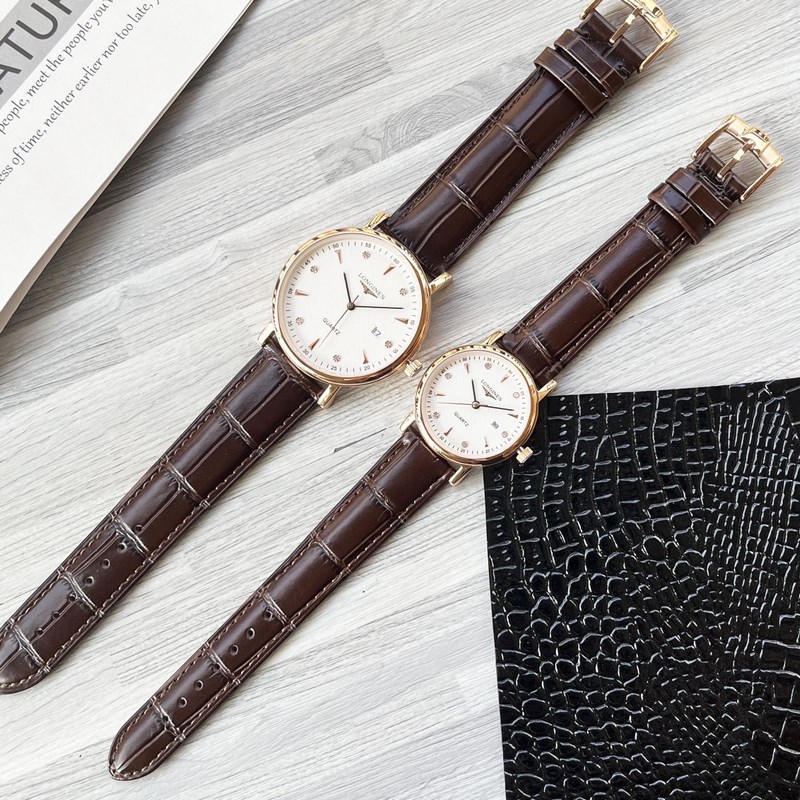 女款_浪琴 情侶腕錶 原裝進口石英機芯 礦物質玻璃鏡面 316L精鋼錶殼 直徑男40m