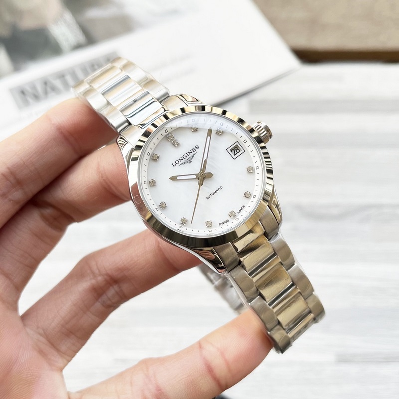 女款_浪琴-康鉑系列 女士腕錶 優雅時尚 錶殼316精鋼打造 采用原裝蝴蝶雙按扣 藍寶