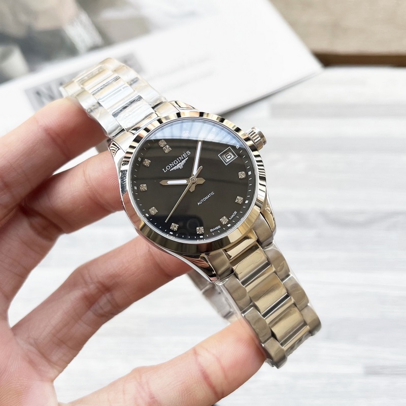 女款_浪琴-康鉑系列 女士腕錶 優雅時尚 錶殼316精鋼打造 采用原裝蝴蝶雙按扣 藍寶