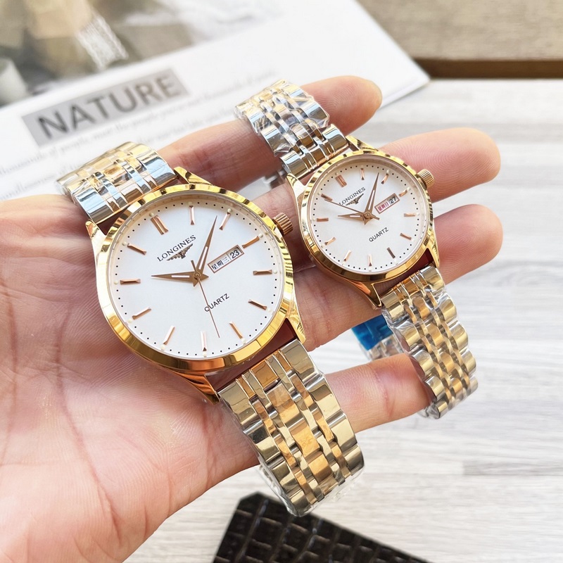 女款_浪琴 情侶腕錶 原裝進(jìn)口石英機(jī)芯 礦物質(zhì)玻璃鏡面 316L精鋼錶殼 直徑男40m