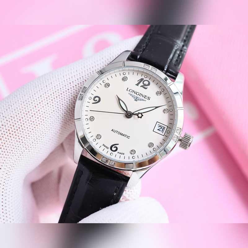 女款_最新力薦浪琴女款爆款，女裝腕錶，青春年華，可以搭配更多顔色皮帶鏡面：藍寶石水晶