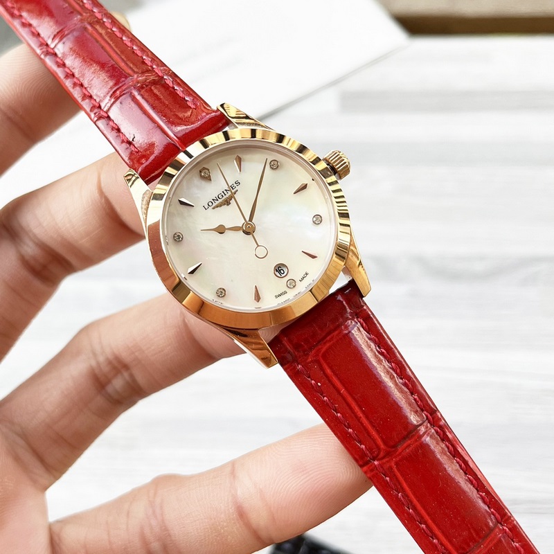 女款_浪琴 女士腕錶 原裝進口石英機芯 礦物質玻璃鏡面 316L精鋼錶殼 女30mm