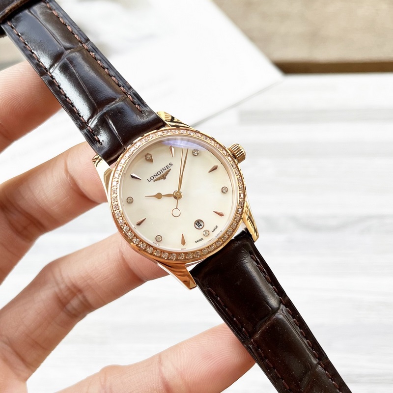 女款_浪琴 女士腕錶 原裝進口石英機芯 礦物質玻璃鏡面 316L精鋼錶殼 女30mm