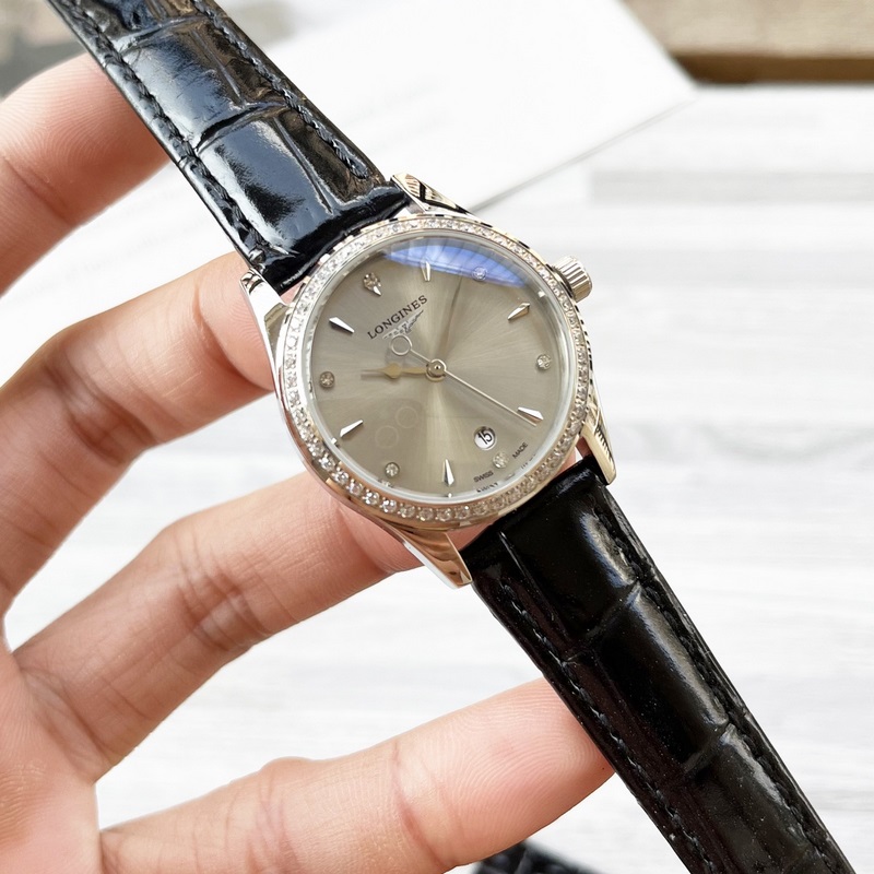 女款_浪琴 女士腕錶 原裝進口石英機芯 礦物質玻璃鏡面 316L精鋼錶殼 女30mm