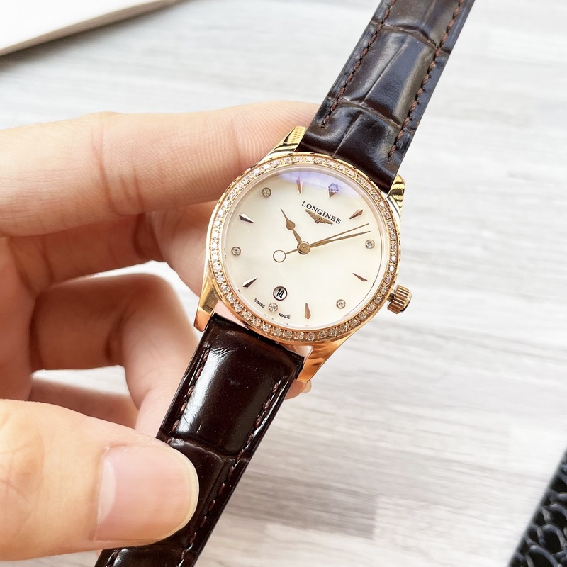 女款_浪琴 女士腕錶 原裝進口石英機芯 礦物質玻璃鏡面 316L精鋼錶殼 女30mm