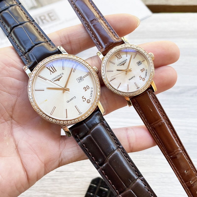 女款_浪琴情侶款 簡直太別緻了 ！低調又不失細節的美，錶盤刻度也太纖細秀氣了吧！複古獨