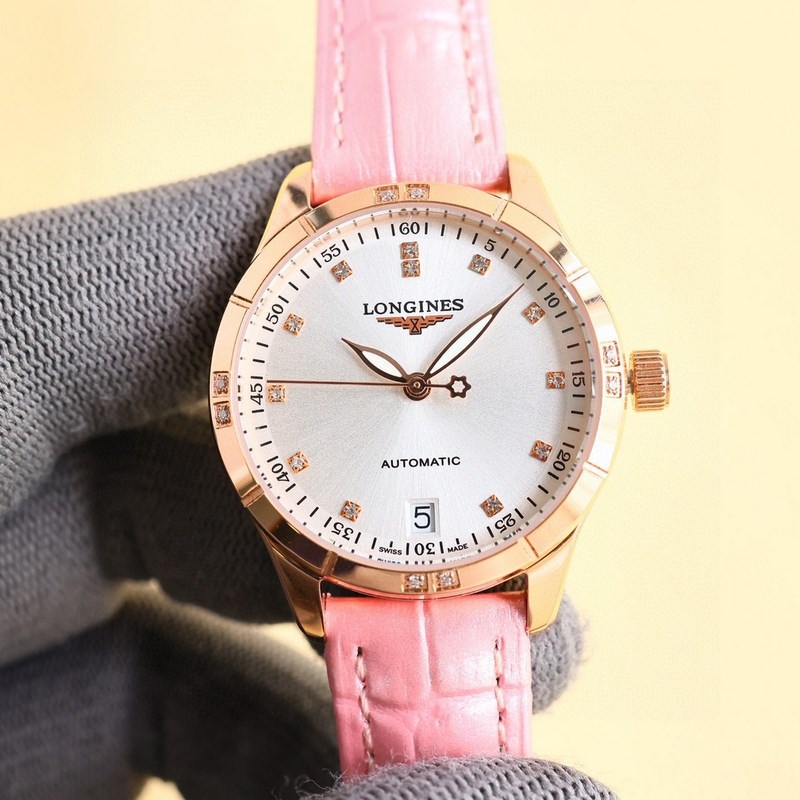 女款_二零二五浪琴最新女款， 小紅書爆款，腕錶，青春年華，可以搭配更多顔色皮帶鏡面：