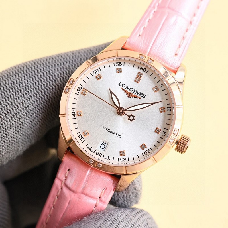 女款_二零二五浪琴最新女款， 小紅書爆款，腕錶，青春年華，可以搭配更多顔色皮帶鏡面：