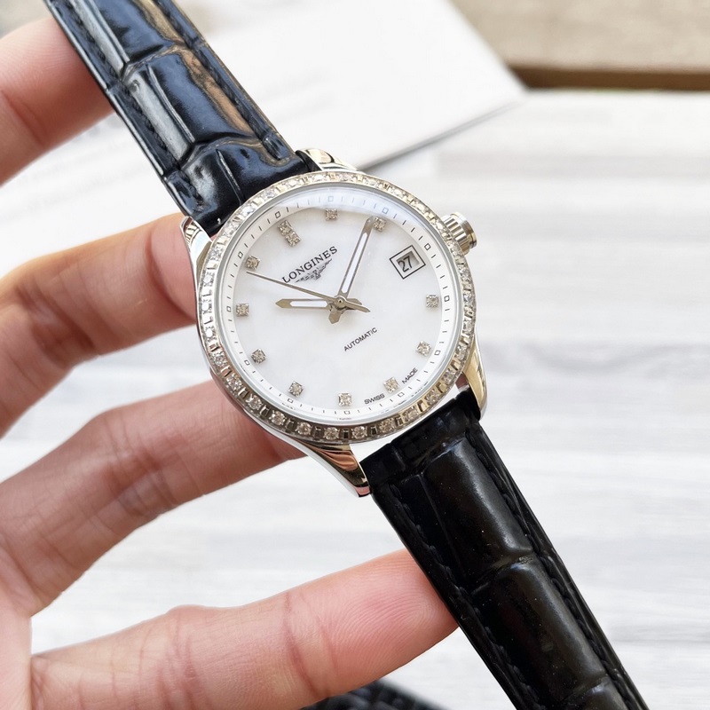 女款_浪琴-康鉑系列 女士腕錶 優雅時尚 錶殼316精鋼打造 采用原裝蝴蝶雙按扣 藍寶