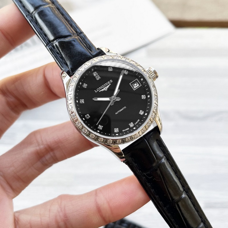 女款_浪琴-康鉑系列 女士腕錶 優雅時尚 錶殼316精鋼打造 采用原裝蝴蝶雙按扣 藍寶