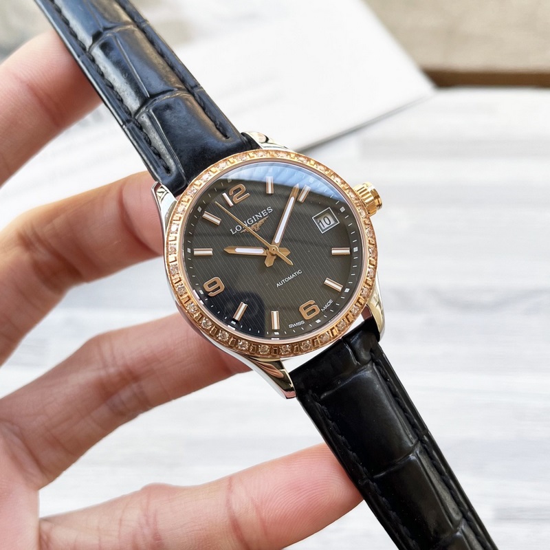 女款_浪琴-康鉑系列 女士腕錶 優雅時尚 錶殼316精鋼打造 采用原裝蝴蝶雙按扣 藍寶