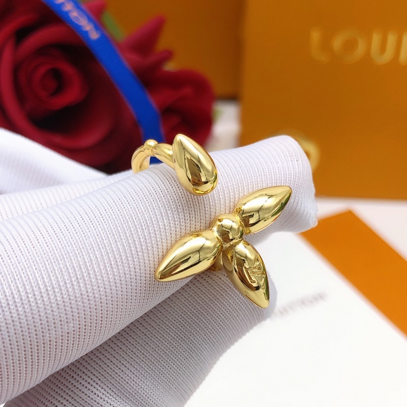 【LV最新款 老花戒指金色 均碼】一緻ZP黃銅材質