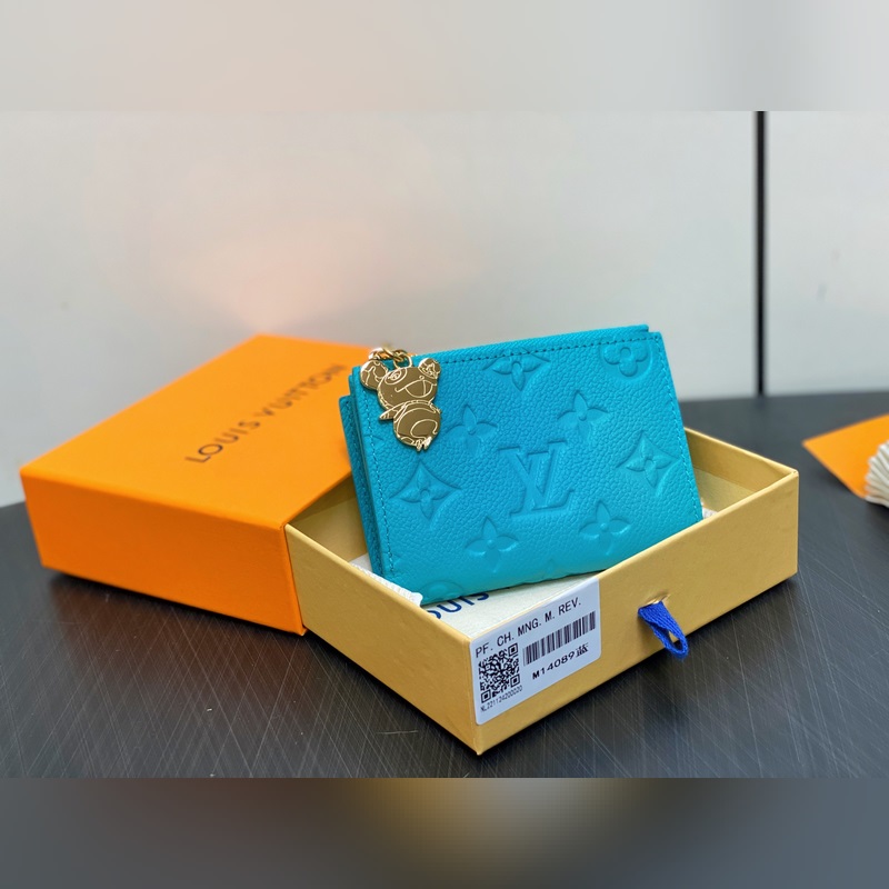 【臺灣貨】M14089藍(lán)色白彩 兩折錢包 LV x TM Portfolio L