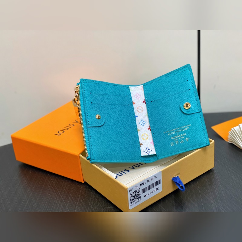 【臺灣貨】M14089藍(lán)色白彩 兩折錢包 LV x TM Portfolio L