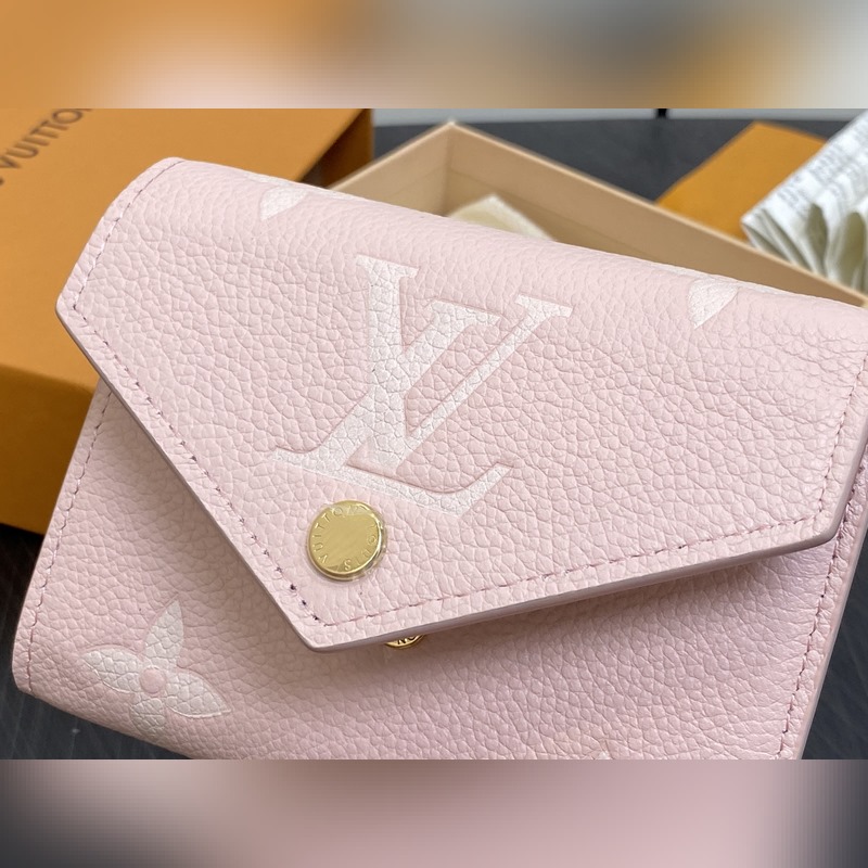 【臺(tái)灣貨】M14220粉色絲印 全皮三折錢包 VICTORINE 錢夾 本款 V